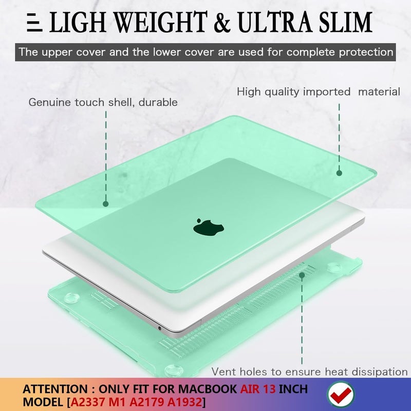 CISSOOK for MacBook Air 13 Inch Case 2021-2018 Release,Plastic Hard Shell Case with Keyboard Cover and Screen Protector for MacBook Air 13 A2337 M1 A2179 A1932 Model with Touch ID - Crystal Green - Image 4